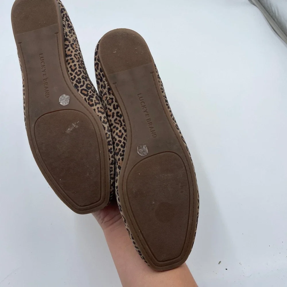 Lucky Brand Women's Leopard Print Ballet Flats Leather Upper‎ - Size 6.5 M